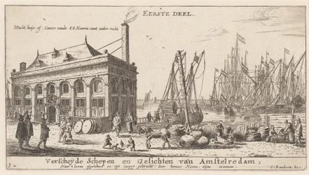 Vista del Puerto de Ámsterdam con la Oficina de la Autoridad del Agua (Página de Título)
