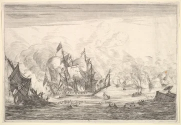 Batalla Naval con un Barco Inglés Naufragando a la Izquierda, de Batallas Navales Nieuwe