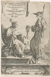 Pedestal con un emperador en su asiento Página de título para: J. Schild, [Ópera], 1656