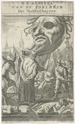 Caricatura sobre las artes Página de título para: J. Oudaen, Agrippa, From the Vanity of Sciences, 1661