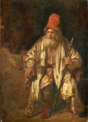 Viejo con gorra roja