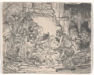 Adoración de los pastores con una lámpara, c.1654