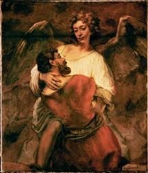 Jacob lucha contra el ángel (pintura sobre lienzo)