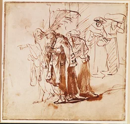 Lot y su familia. Dibujo a pluma y tinta (dibujo)