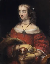 Retrato de una dama con un perro faldero - Rembrandt van Rhijn (1606-1669) - ca 1665 - Óleo sobre lienzo - 81,3x64,1 - Art Gallery of Ontario