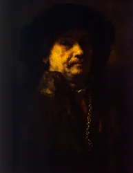 Autorretrato con abrigo de piel, cadena de oro y pendiente