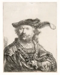 Autorretrato con gorro de terciopelo y penacho