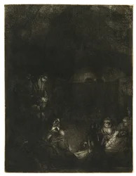 El Entierro, c.1654 (grabado con punta seca y buril)