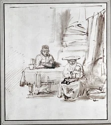 La Sagrada Familia. Dibujo a pluma y tinta (dibujo)