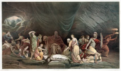 El Tribunal de la Muerte, pub. 1859 (litografía en color)