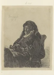 La madre de Rembrandt como viuda con guantes negros. Recueil de quatre-vingt-cinq estampes originales (título de la serie)
