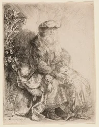Abraham acariciando a Isaac