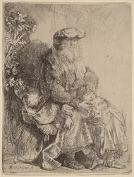 Abraham acariciando a Isaac