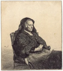 Una anciana (la madre de Rembrandt, sentada en una mesa)