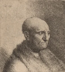 Hombre calvo con capa de piel, c. 1630