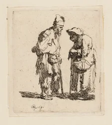 Mendigo y mendiga conversando