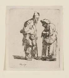 Un mendigo y una mendiga conversando