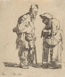 Mendigo y mendiga conversando, 1630