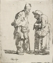 Mendigo y mendiga conversando, 1630