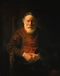 Retrato de un anciano con vestimenta roja