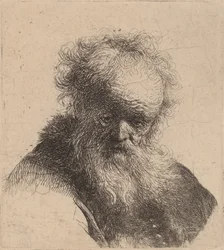 Busto de un anciano con barba larga y manga blanca, c. 1630