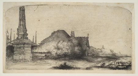 Cabaña y poste de límite en el Spaarndammerdijk, ca. 1650