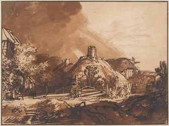 Cabañas bajo un cielo tormentoso, c. 1640