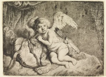 Cupido descansando, después de una pintura anteriormente atribuida a Rembrandt