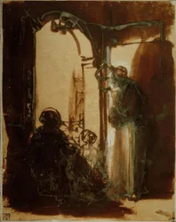 Tres mujeres en la puerta