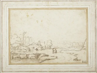 Paisaje con una parte de un estanque