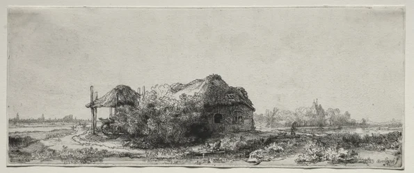 Landscape with a  Cottage and Hay Barn: Oblong