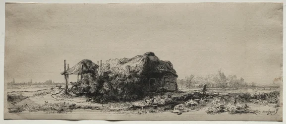Paisaje con una Cabaña y Granero de Heno: Oblongo, 1641
