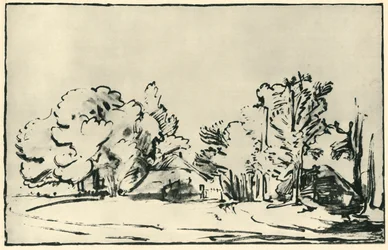 Paisaje con dos cabañas, c1650-1655, 1943