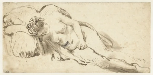Mujer desnuda tumbada sobre una almohada
