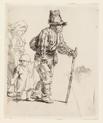 Familia campesina en el camino