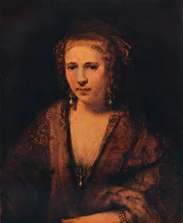Retrato de Hendrickje Stoffels con una boina de terciopelo, c1654