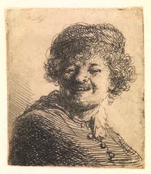 Rembrandt con gorra, riendo: busto