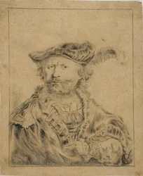 Rembrandt con sombrero emplumado