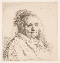 La madre de Rembrandt: cabeza y busto, de tres cuartos