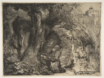 San Francisco bajo un árbol, rezando, 1657