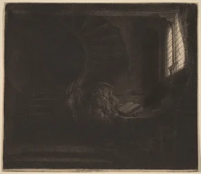 San Jerónimo en una habitación oscura
