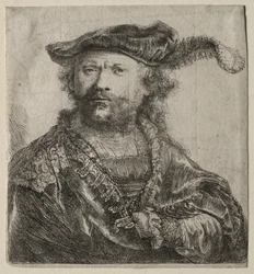 Autorretrato con gorra de terciopelo y pluma