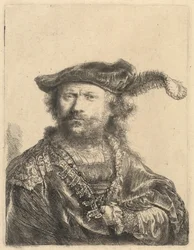 Autorretrato con gorra de terciopelo y pluma