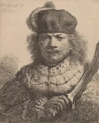 Autorretrato con sable levantado