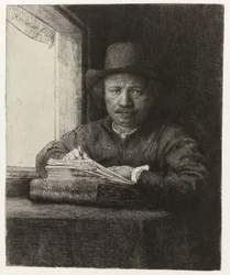 Autorretrato, Grabado en una ventana Autorretrato grabado en una ventana