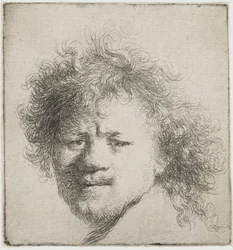 Autorretrato con cabello largo y espeso: solo cabeza, ca 1631
