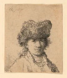 Autorretrato con gorro de piel: busto