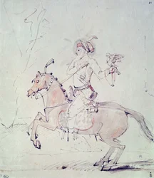 Shah Jehan con halcón a caballo