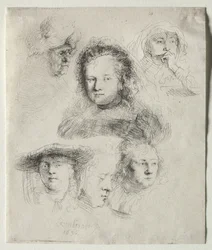 Estudios de la cabeza de Saskia y otros