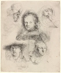 Estudios de la cabeza de Saskia y otros